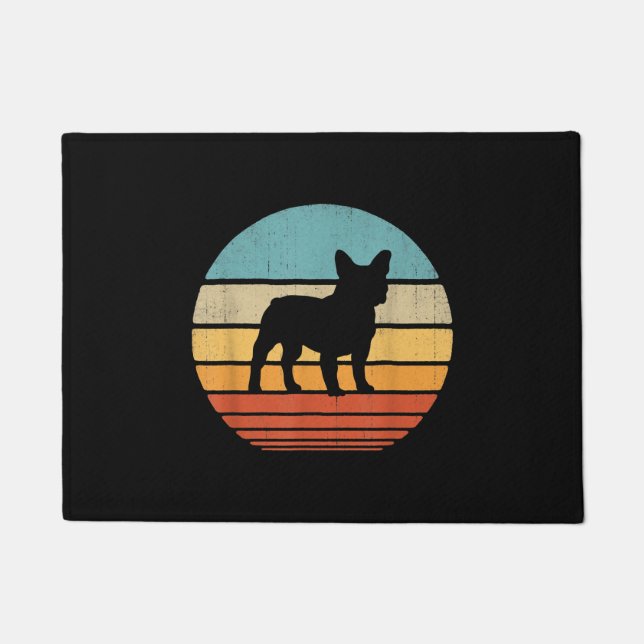 Bulldogge | Silhouette 60er 70er Gaben Hund Fußmatte (Vorderseite)
