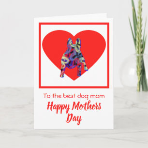 Bulldogge Silhouette Rotes Herz Muttertag Dankeskarte