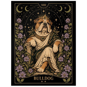 Bulldogge, Sternen-Tarot-Kunst Postkarte