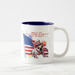 Bulldogge - Unabhängigkeitstag-Feier Zweifarbige Tasse