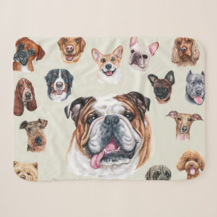Bulldogge und Freunde Haustierdecke Sherpadecke