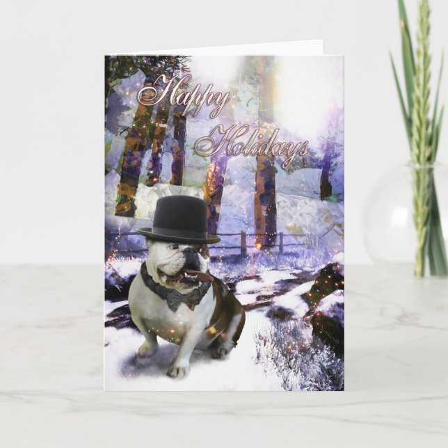 Bulldogge Weihnachten "HAPPY HOLIDAYS" Karte (Vorderseite)