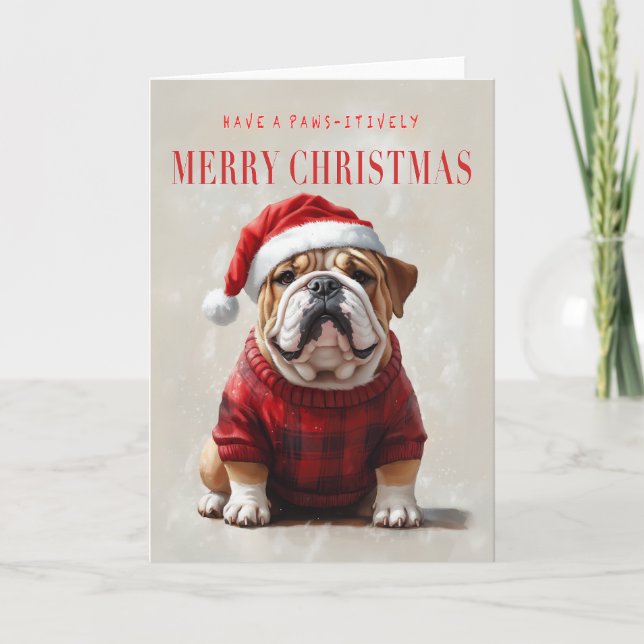 Bulldogge Weihnachtskarte Dankeskarte (Vorderseite)