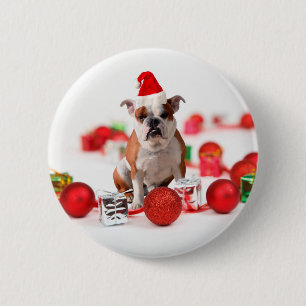 Bulldogge Weihnachtsschmuck Geschenkboxen Rote Wei Button