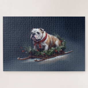 Bulldogge Weihnachtsschnee