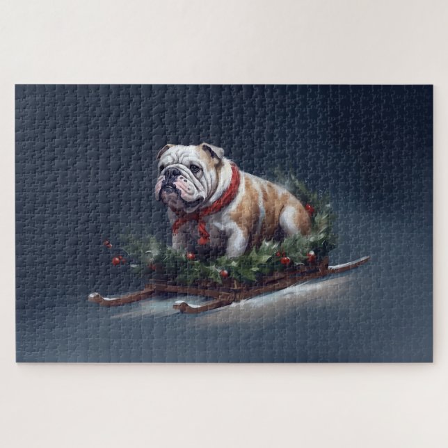 Bulldogge Weihnachtsschnee (Horizontal)