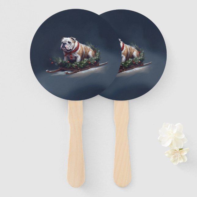 Bulldogge Weihnachtsschnee Fächer (Vorne und Hinten)