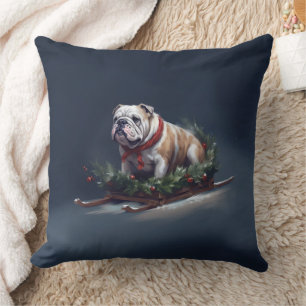 Bulldogge Weihnachtsschnee Kissen
