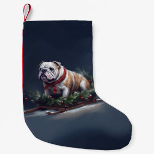 Bulldogge Weihnachtsschnee Kleiner Weihnachtsstrumpf
