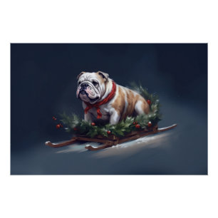 Bulldogge Weihnachtsschnee Poster