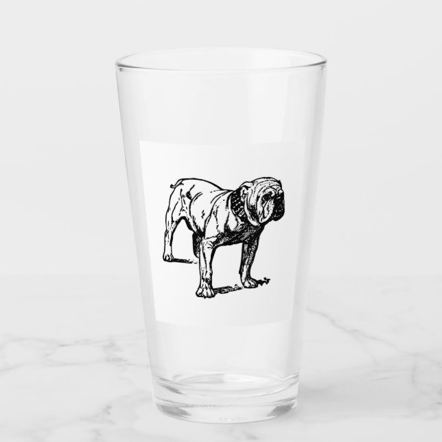 Bulldogge zeichnend glas (Vorderseite)