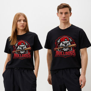 Bulldoggen Baseball Maskottchen Sportteam Logo T-Shirt