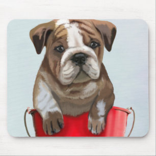 Bulldoggen-Eimer Liebe-Rot 2 Mousepad