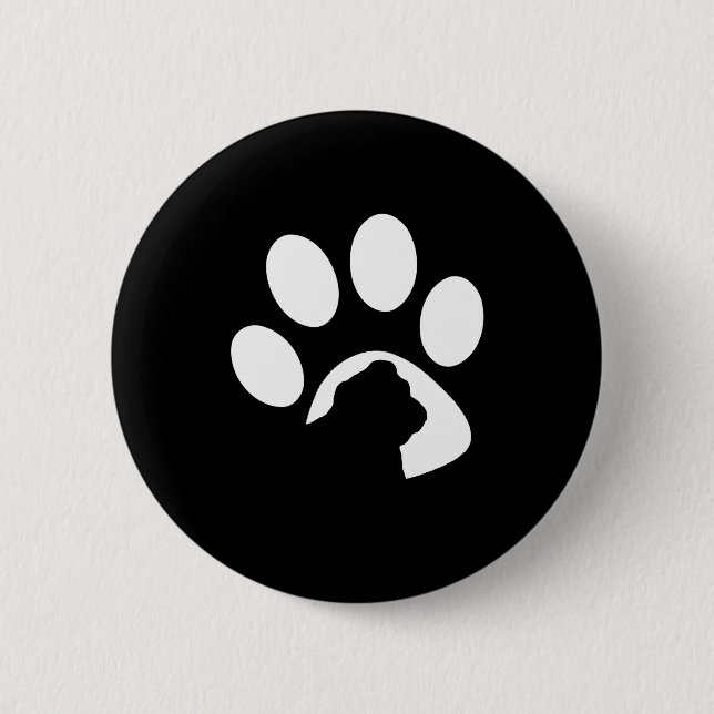 Bulldoggen-enorme Tatzen-Silhouette Button (Vorderseite)