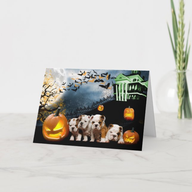 Bulldoggen-Halloween-Karte Karte (Vorderseite)