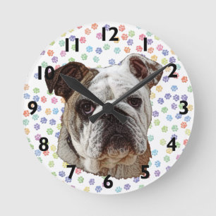 Bulldoggen-Porträt-Uhr Runde Wanduhr