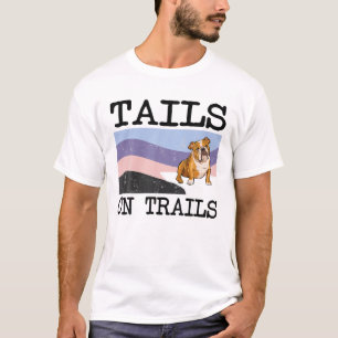 Bulldoggen Schwänze auf Wanderwegen Funny Dog Wand T-Shirt