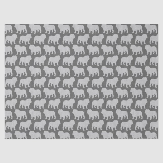 Bulldoggen-Silhouette-Muster Seidenpapier (Vorderseite)