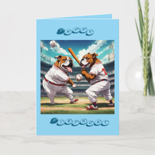 Bulldoggen spielen Baseball Alles Gute zum Geburts Karte