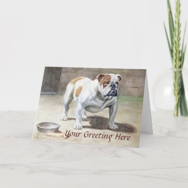 Bulldoggen-Vintage Gruß-Karte Dankeskarte (Vorderseite)