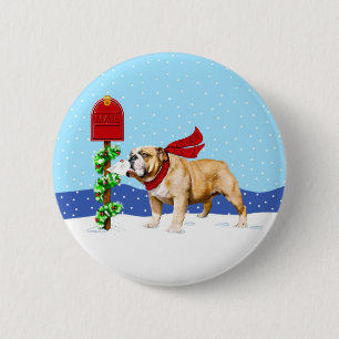 Bulldoggen-Weihnachtsfeiertags-Post Button