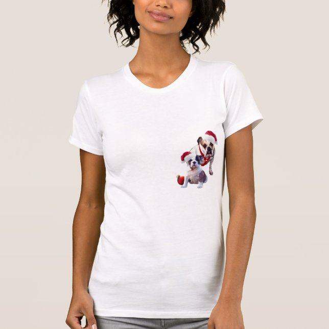 Bulldoggen-Weihnachtsnachthemd T-Shirt (Vorderseite)