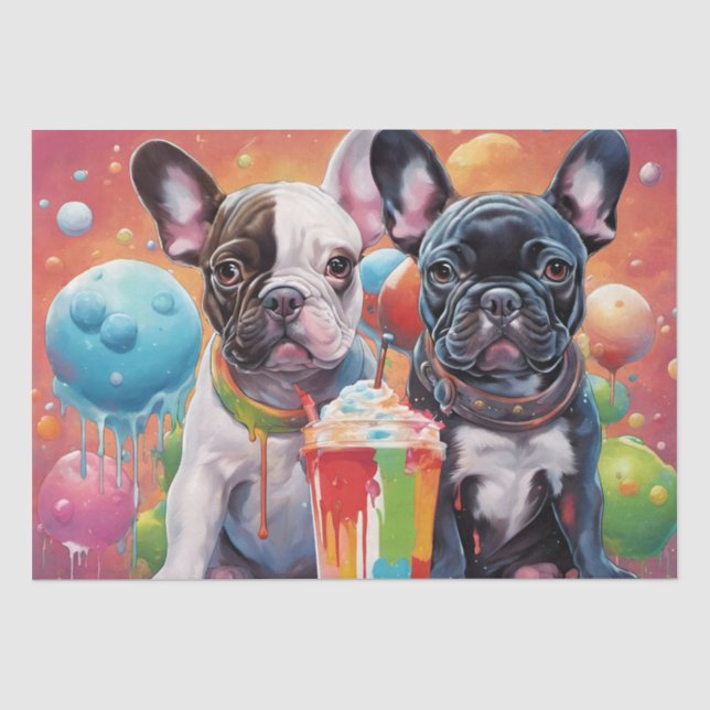 Bulldoggen Welpen, Milkshake Seidenpapier (Vorderseite)