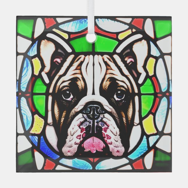 Bulldoghund "gestanztes Glas" Ornament Aus Glas (Vorderseite)