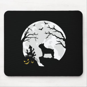 Bulldoghund im Mond Halloween Kostüm Männer Frauen Mousepad