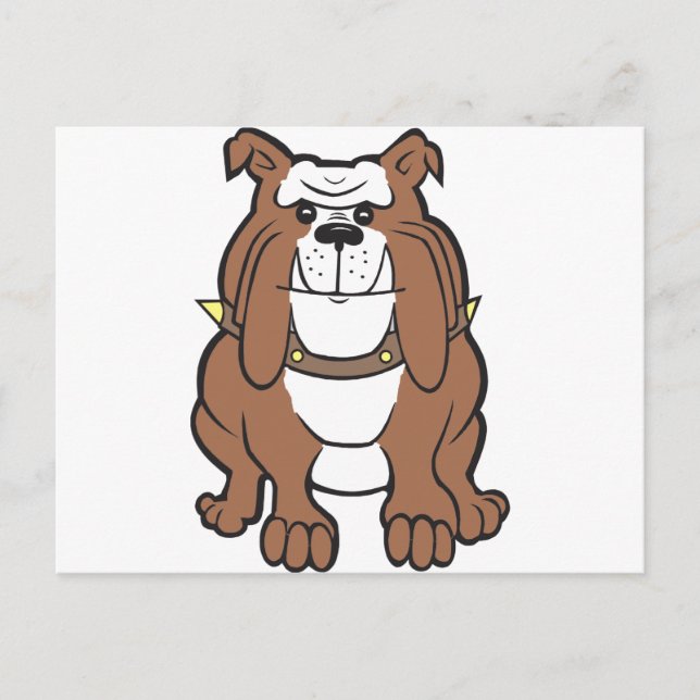 Bulldogin Rot-Weiß-Cartoon Postkarte (Vorderseite)