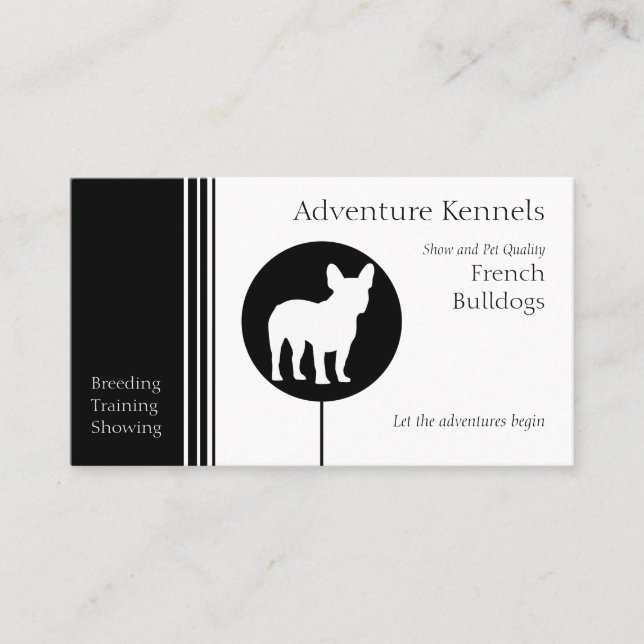 Bulldogin-Silhouette Moderne Schwarz-Weiß-Technik Visitenkarte (Vorderseite)