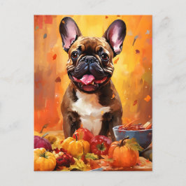 Bulldogischer HerbstErntedank Postkarte