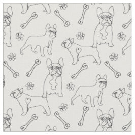 Bulldogs Black and White Line Art Stoff