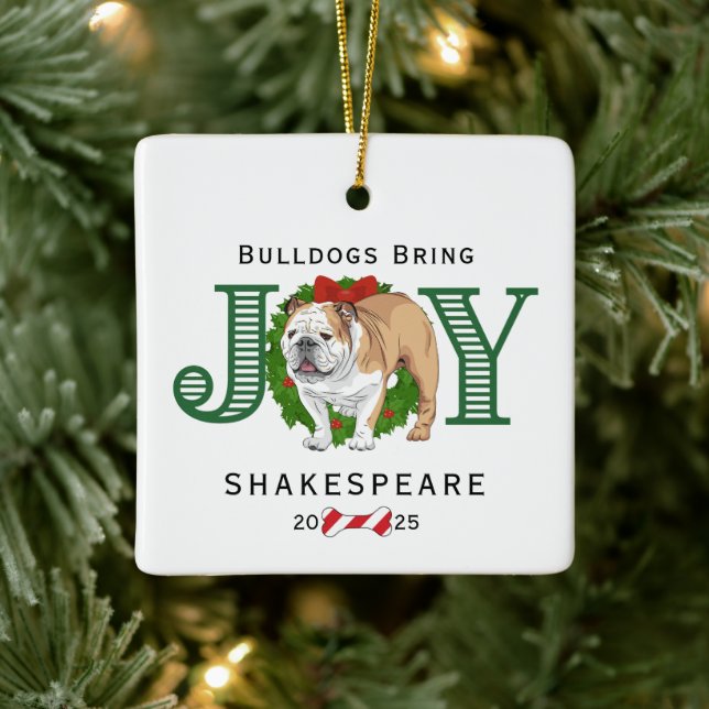 Bulldogs bringen Joy Wreath Keramikornament (Baum)