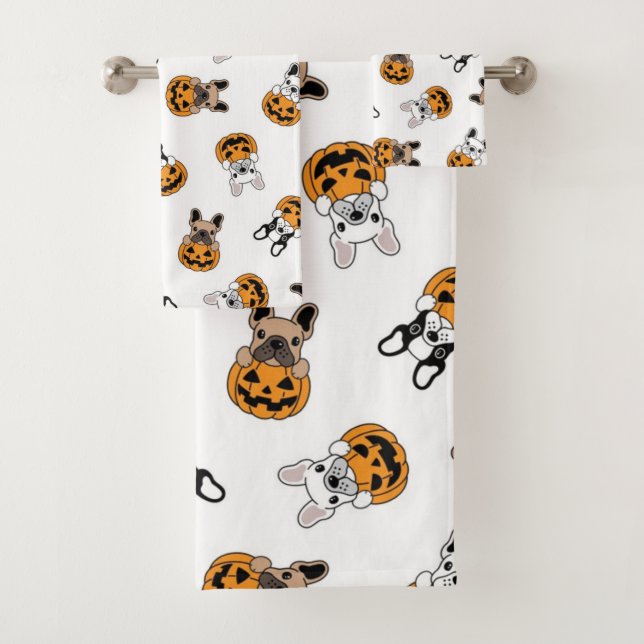 Bulldogs D'Halloween Et Motif Citrouille (En situation)