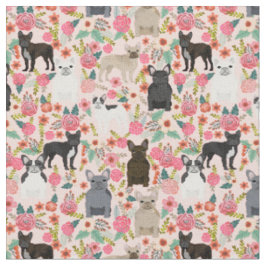 Bulldogs Floral Vintag rosa Stoff