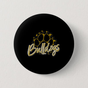 Bulldogs Gold Black Cheetah School Sport Fan Team Button