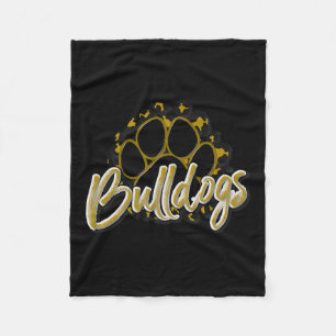 Bulldogs Gold Black Cheetah School Sport Fan Team Fleecedecke