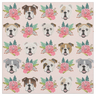 Bulldogs pinkfarbene Blüten Stoff