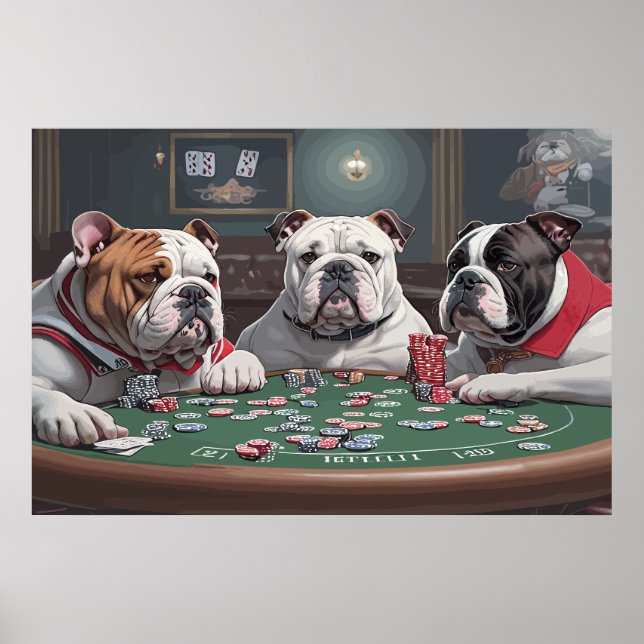 Bulldogs playing poker poster (Vorne)