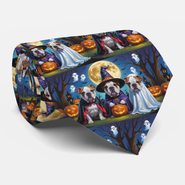 Bulldogs Pumpkin Halloween Funny Krawatte (Gerollt)