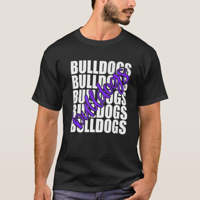 Bulldogs Purple School Sports Fan Team Spirit   T-Shirt (Vorderseite)