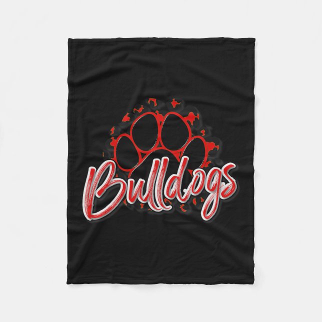 Bulldogs Red Black Cheetah School Sport Fan Team Fleecedecke (Vorderseite)