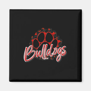 Bulldogs Red Black Cheetah School Sport Fan Team Magnet