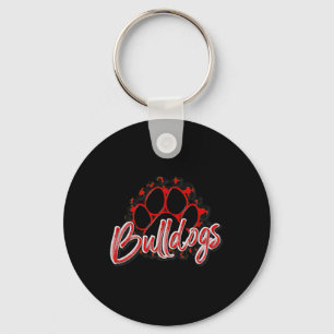 Bulldogs Red Black Cheetah School Sport Fan Team Schlüsselanhänger