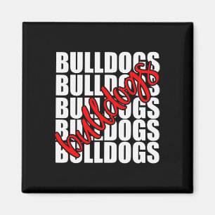 Bulldogs Red School Sports Fan Team Spirit Magnet