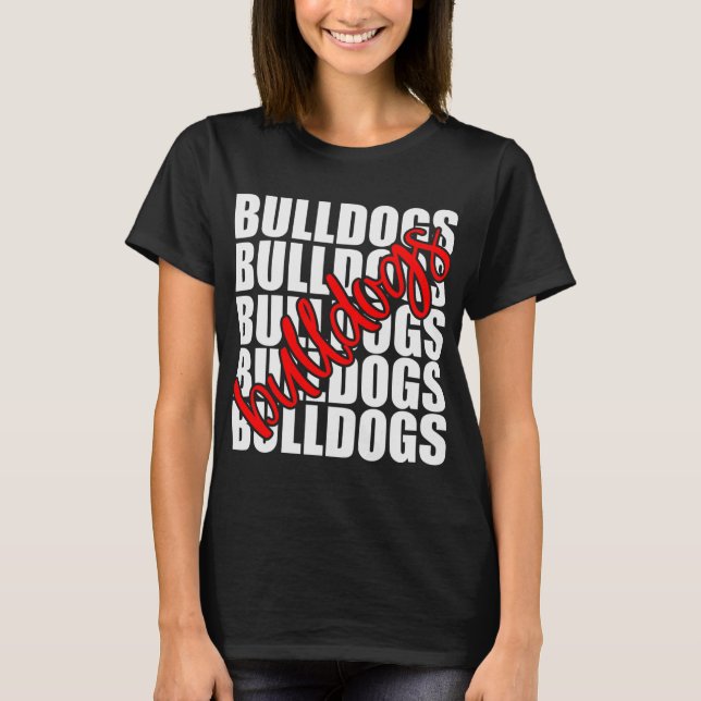 Bulldogs Red School Sports Fan Team Spirit T-Shirt (Vorderseite)