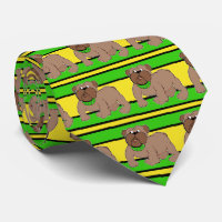 Bulldogs Sportteam Green Yellow Necktie