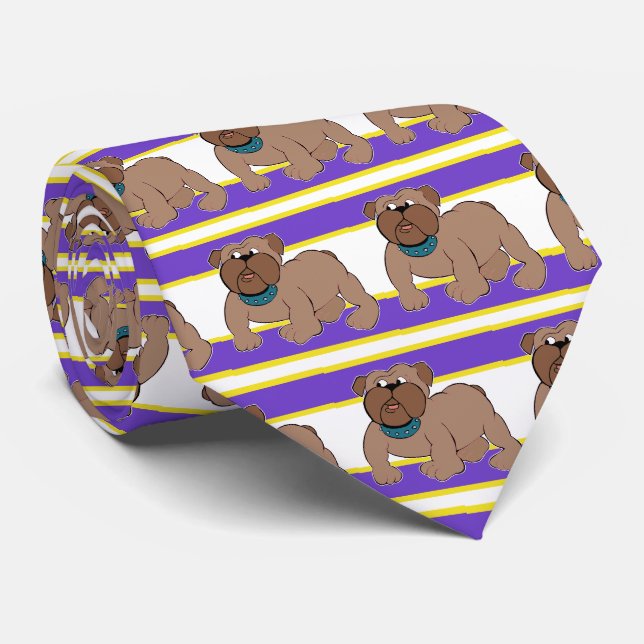 Bulldogs Sportteam Lila White Necktie Krawatte (Gerollt)