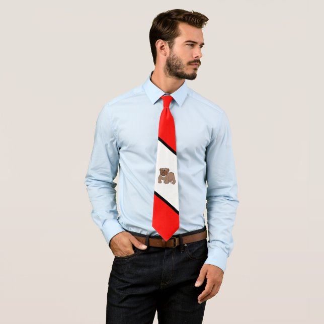 Bulldogs Sportteam Red White Necktie Krawatte (Beispiel)